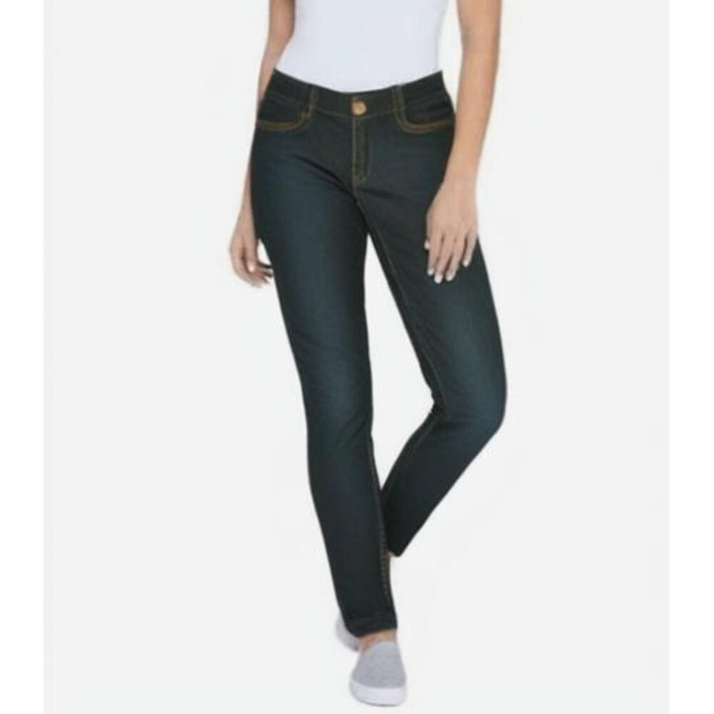 Seven7 Women's Dark Wash Mid Rise Cotton-Blend Skinny Jeans Size 10 - Picture 1 of 14
